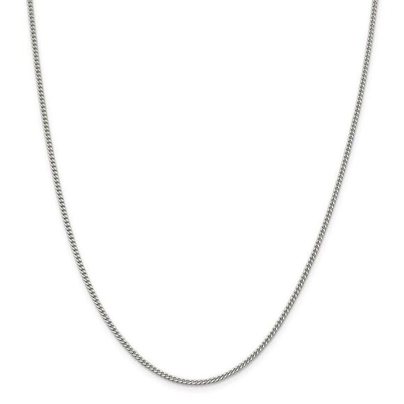 2mm Sterling Silver Solid Curb Chain Necklace 24 Inch
